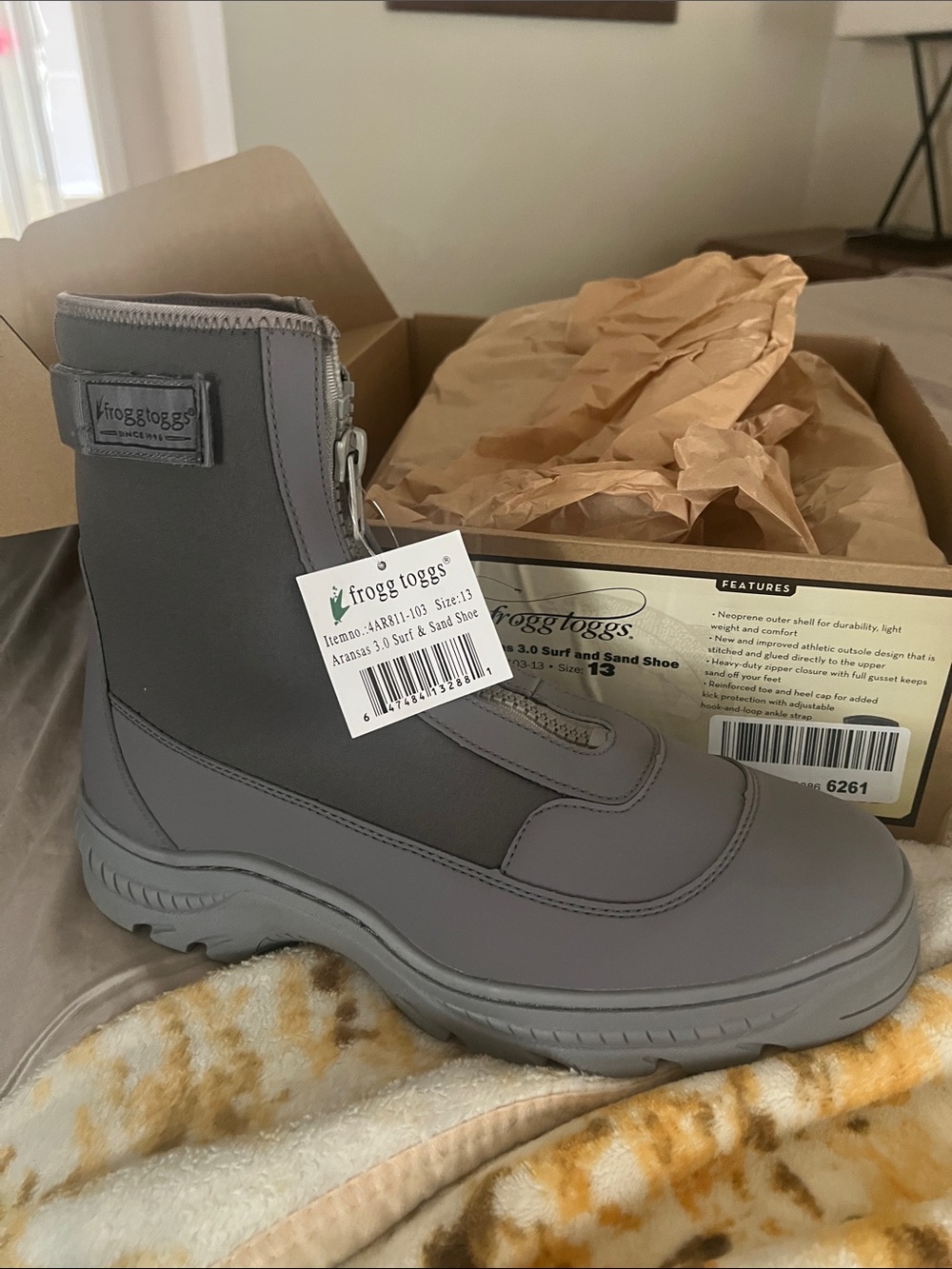 frogg toggs Men’s Gray Aransas 3.0 Zip-Front Rain Boots
